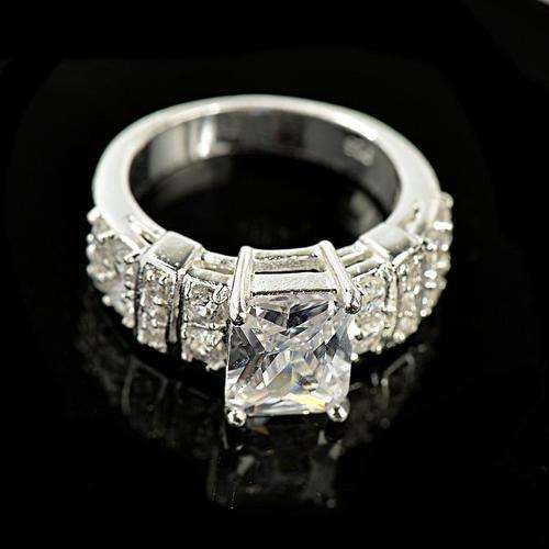 Dazzling Princess cut Clear white Sapphire 925 Sterling silver Ring Size 6-10